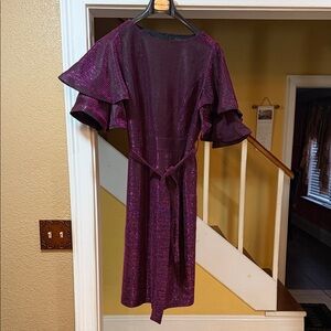 Elegant Shimmer Midi Dress in Purple